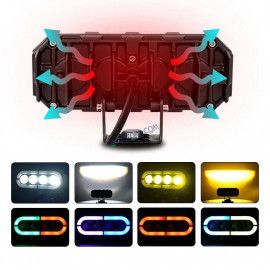 HJG 4 Lens with RGB Ring DRL 4 Projector Lens 2pc Foglight with RGB Ring 4 LED Projector Fog 120W with RGB DRL Foglight Ultra Wide Dual Intensity LED Fog Lights White/Yellow/RGB DRL Projector (120W) Universal For All Cars & Bikes
