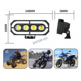 HJG 4 Lens with RGB Ring DRL 4 Projector Lens 2pc Foglight with RGB Ring 4 LED Projector Fog 120W with RGB DRL Foglight Ultra Wide Dual Intensity LED Fog Lights White/Yellow/RGB DRL Projector (120W) Universal For All Cars & Bikes