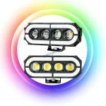 HJG 4 Lens with RGB Ring DRL 4 Projector Lens 2pc Foglight with RGB Ring 4 LED Projector Fog 120W with RGB DRL Foglight Ultra Wide Dual Intensity LED Fog Lights White/Yellow/RGB DRL Projector (120W) Universal For All Cars & Bikes