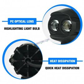HJG Alien 2 Lens Projector Foglight 120W with Wide Spread White/Yellow/Warm White Light 120W 2pc Foglight Ultra Wide Dual Intensity LED Driving Fog Lights 3000K/4300K/6500K Universal For All Cars & Bikes  Pack of 2