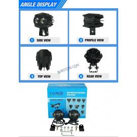 HJG Alien 2 Lens Projector Foglight 120W with Wide Spread White/Yellow/Warm White Light 120W 2pc Foglight Ultra Wide Dual Intensity LED Driving Fog Lights 3000K/4300K/6500K Universal For All Cars & Bikes  Pack of 2