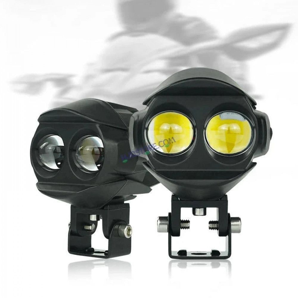 HJG Alien 2 Lens Projector Foglight 120W with Wide Spread White/Yellow/Warm White Light 120W 2pc Foglight Ultra Wide Dual Intensity LED Driving Fog Lights 3000K/4300K/6500K Universal For All Cars & Bikes  Pack of 2