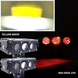 HJG New S75 Triple Projector Lens 180W Foglight Triple LED Projector Fog Lens 180W with Red DRL Foglight Ultra Wide Dual Intensity LED Fog Lights White/Yellow/Red DRL Projector (180W) Universal For All Cars & Bikes LIU HJG S75 Triple Projector Lens