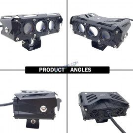 HJG New S75 Triple Projector Lens 180W Foglight Triple LED Projector Fog Lens 180W with Red DRL Foglight Ultra Wide Dual Intensity LED Fog Lights White/Yellow/Red DRL Projector (180W) Universal For All Cars & Bikes LIU HJG S75 Triple Projector Lens