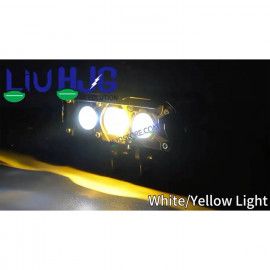 HJG New S75 Triple Projector Lens 180W Foglight Triple LED Projector Fog Lens 180W with Red DRL Foglight Ultra Wide Dual Intensity LED Fog Lights White/Yellow/Red DRL Projector (180W) Universal For All Cars & Bikes LIU HJG S75 Triple Projector Lens