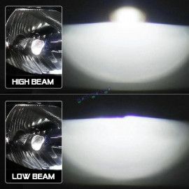 HJG RTD Lens H4 1pc for Car New Model RTD Lens Dual Projector Lens H4 LED Bulb 100W HJG Projector Light H4 LED Mini Projector Lens with Fan Bulb 12000LM Conversion Kit Hi/Lo Beam Headlight 12V/24V for Bike/Car/SUV,  Red Devil DRL/White Hi/Lo 1pc
