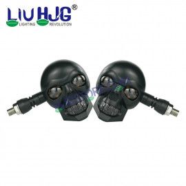 HJG Skull Indicator Skull Shape Turn Signal Lights Indicator Universal for All Bikes Models Turn Signal Lights Motorcycle Set of 2 LIU HJG Skull Indicator