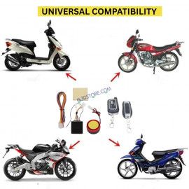 HJG Two Way Alarm System Kit Keyless Start Digital Bike Alarm Kit for Two Wheeler Security HJG Anti-Theft Alarm System Kit (Loud Siren 125 dB, Flashing Light & Shock Sensor) Universal Fit for Motorcycles & Scooters  Two Way Alarm System Kit