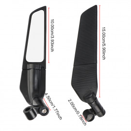 PROTAPER  Universal Aerodynamic Big Rotatable Adjustable Mirrors Motorcycle Wind Wing Side Rearview Mirrors Metal Body Black Rotate able Kawasaki wing mirror