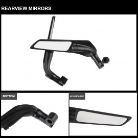 PROTAPER  Universal Aerodynamic Big Rotatable Adjustable Mirrors Motorcycle Wind Wing Side Rearview Mirrors Metal Body Black Rotate able Kawasaki wing mirror