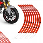 High Quality Motorcycle Tyre Waterproof Wheel Logo Sticker Rim Personality Reflective Stripe Honda Racing Rim Sticker Red for both Wheels Both Sides