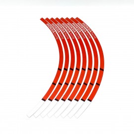 High Quality Motorcycle Tyre Waterproof Wheel Logo Sticker Rim Personality Reflective Stripe Honda Racing Rim Sticker Red for both Wheels Both Sides