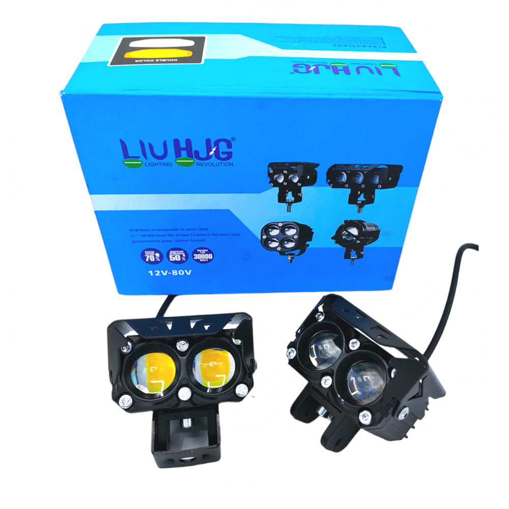 HJG Mini Driving Dual Lens 60watt 6000LM 3 Function CREE Led Light Yellow White Flasher for Motorcycle bike