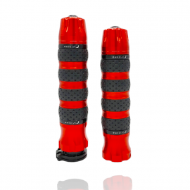 Universal Rizoma Rubber Aluminum Motorcycle Handle Bar Soft Grips Throttle Grip CNC B-45 7/8" 22mm - RED