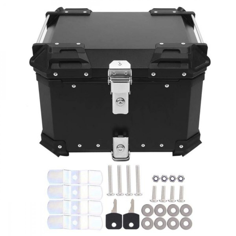 Silver Color 45-Litres Case Tail Box Luggage Fit Removeable Aluminum Top Box