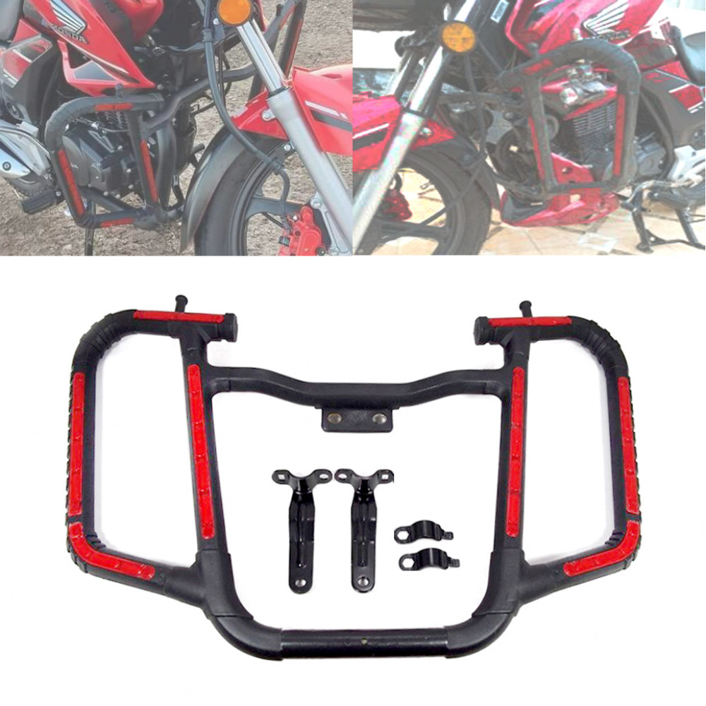 AKE - Universal Motorcycle Reflective Crash Protector Bar (Safe Guard) For Yamaha Ybr , Ybr-G, Ybz , Honda Cb150f, Honda Cb125f, Gr150, Gs150