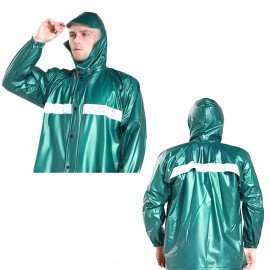 Unisex PVC Rain Suit (Coat + Trouser) Waterproof Size Waist 28"~38" Colour Green