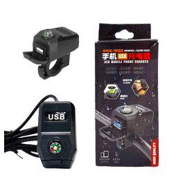 Motorcycle Mobile Charger USB 3.1A with Compass Water Resistant Bike Charger Handle Mount