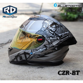 RD CZ-R BT GUN BLACK 2 SKULL FACE - Random Thailand Motorcycle Racing Helmet DOT ECR Certified Size M L XL without Bluetooth