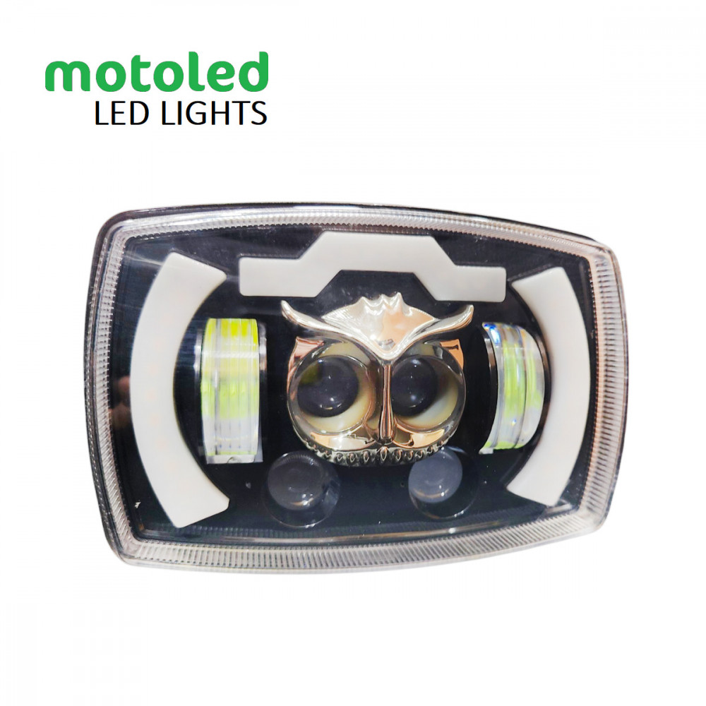 AKE 1-PC Original 3500lm OWL High Low Flasher 9 Function with Indicators Semi-assembly Motorcycle Projector Lens Led Accessory Headlight LED Square Led Lamp for Honda  CD70 CG125 70cc Moto's Fog Light