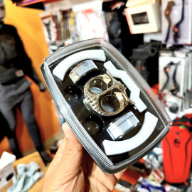 AKE 1-PC Original 3500lm OWL High Low Flasher 9 Function with Indicators Semi-assembly Motorcycle Projector Lens Led Accessory Headlight LED Square Led Lamp for Honda  CD70 CG125 70cc Moto's Fog Light