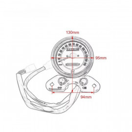 Motorcycle High Analogue Speedo Meter Digital Gear Indicator Display Fuel Gauge with USB Charger Cafe Racer Retro Modified Accessories Honda CG125