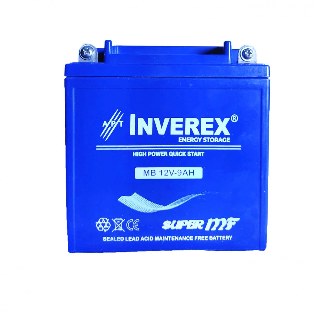 INVEREX MB 12v-9Ah Super MF Dry Battery For Yamaha Suzuki Honda Benelli