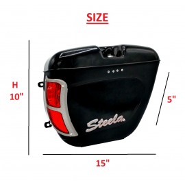 Motorcycle Side Box | Tail Box | Tourist Box With LED Back Light STEELA Black