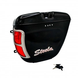 Motorcycle Side Box | Tail Box | Tourist Box With LED Back Light STEELA Black