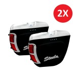 Motorcycle Side Box | Tail Box | Tourist Box With LED Back Light STEELA Silver