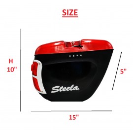 Motorcycle Side Box | Tail Box | Tourist Box With LED Back Light STEELA RED