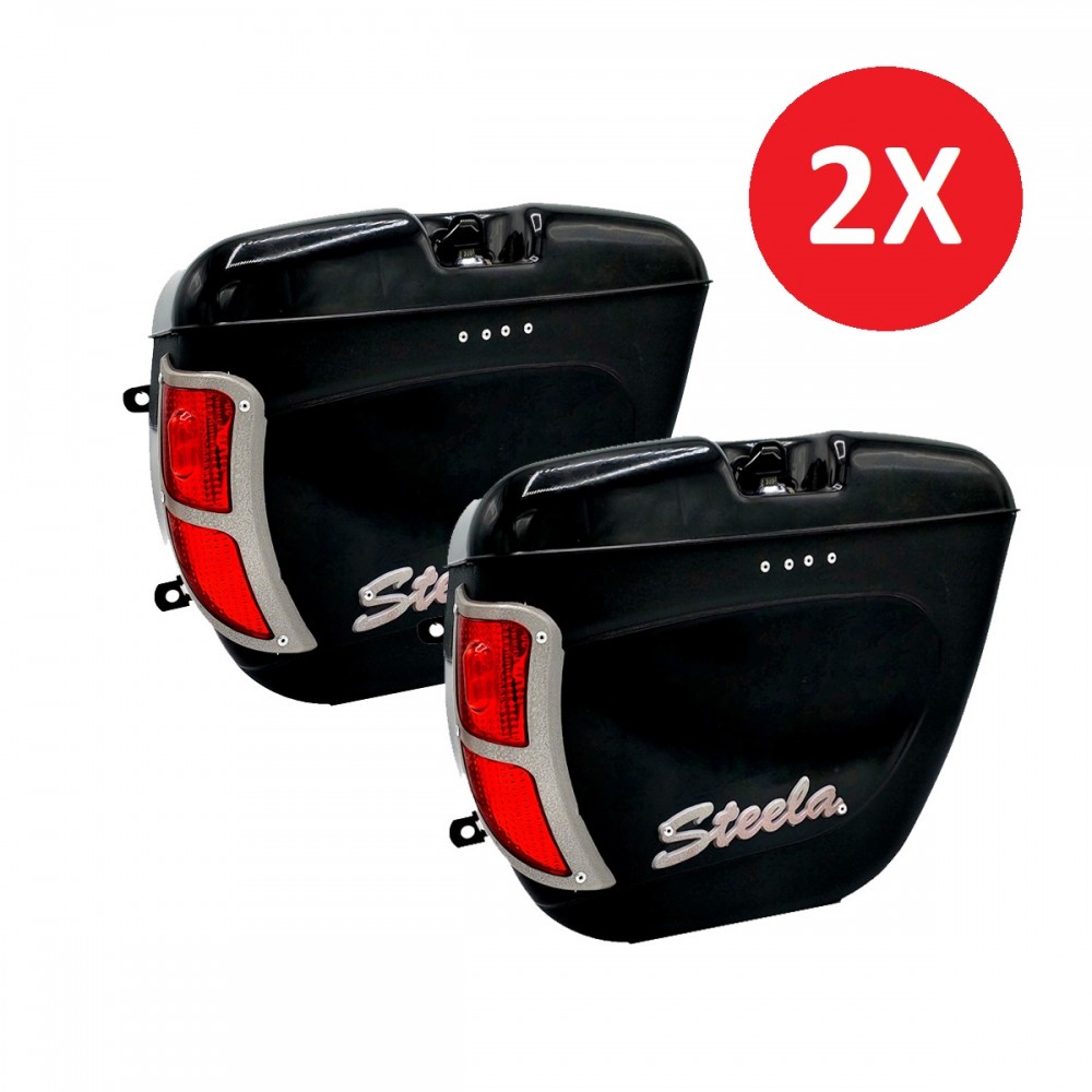 Motorcycle Side Box | Tail Box | Tourist Box With LED Back Light STEELA Black