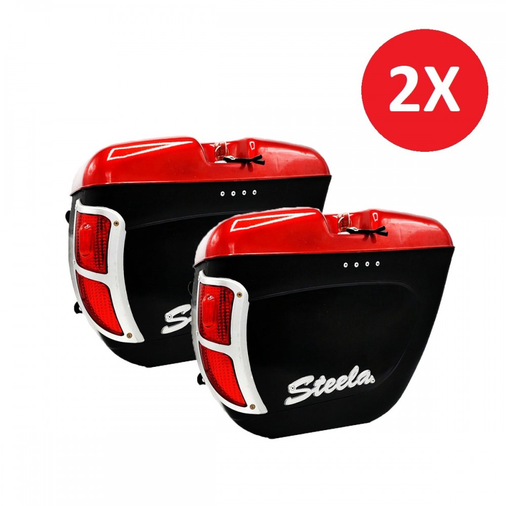 Motorcycle Side Box | Tail Box | Tourist Box With LED Back Light STEELA RED