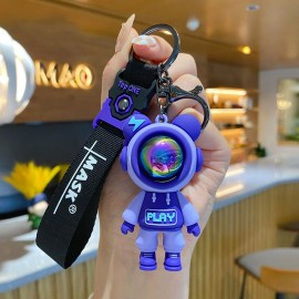 1-PC Motorcycle Collectable Strap Resin Astronaut Space Robot Keychain Bike Keyring