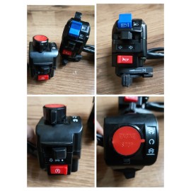 Motorcycle Switch Assembly with Hazard, Kill Switch, Choke & Classic Retro Vintage Grips