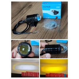 1 Piece HJG Mini Driving Motorcycle Led Light 20w Dual Tone 3-Wires Fog Led