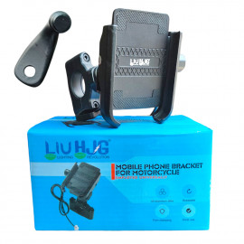 AKE - Motorcycle HJG Phone Mobile Holder Alloy with Handle Mirror Mount Waterproof Charger Bike Handlebar Mirror Mobile Phones Holder for 4.7-7 inch Cell phone Adjustable Mount Bracket 360 rotate