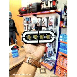 1-PC HJG 4 LENS YELLOW WHITE WITH BREATHEABLE DRL RGB COLORS 30W+30W 3000 LM FOR MOTORCYCLE, BIKES, CARS, JEEP, EXTERNAL LED LIGHT