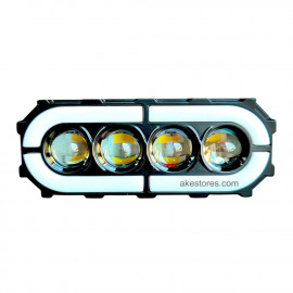 1-PC HJG 4 LENS YELLOW WHITE WITH BREATHEABLE DRL RGB COLORS 30W+30W 3000 LM FOR MOTORCYCLE, BIKES, CARS, JEEP, EXTERNAL LED LIGHT