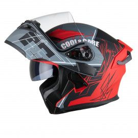 JIEKAI Motorcycle Helmet 902 Red Rose Motorcycle Uncovered Helmet Flip up Chin Double Visor Full Face New Model with Spoiler