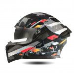 JIEKAI Motorcycle Helmet 902 Splash Red Black Motorcycle Uncovered Helmet Flip up Chin Double Visor Full Face New Model with Spoiler