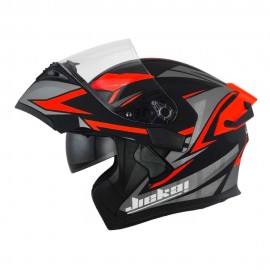 JIEKAI Motorcycle Helmet 902 Lightning Rose Orange Black Motorcycle Uncovered Helmet Flip up Chin Double Visor Full Face New Model with Spoiler