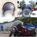 Motorcycle Universal Windshield With Headlight Ring 7.0-7.5 Inch Smoke Black Finest Quality Suzuki GS150 – Yamaha YBRG