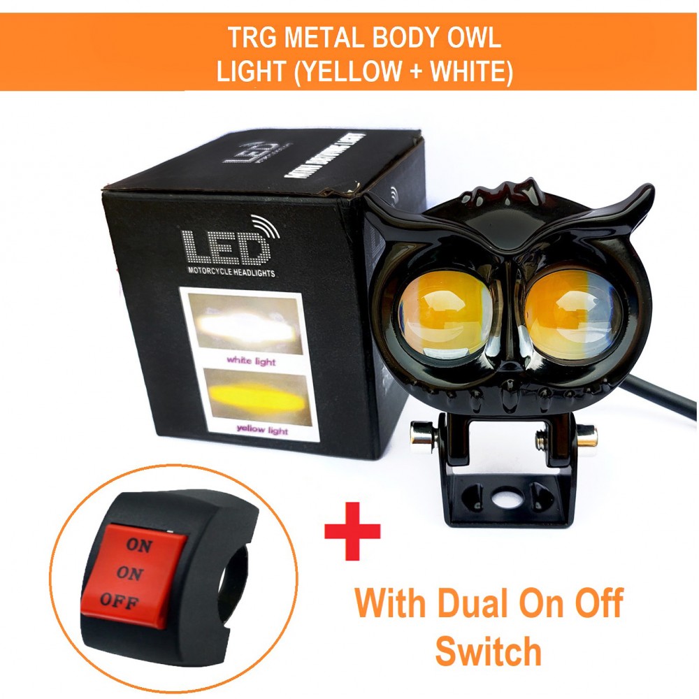 1-PCS of TRG OWL EYE Metal Body LED Long Range OWL Mini Driving Light Dual Colour
