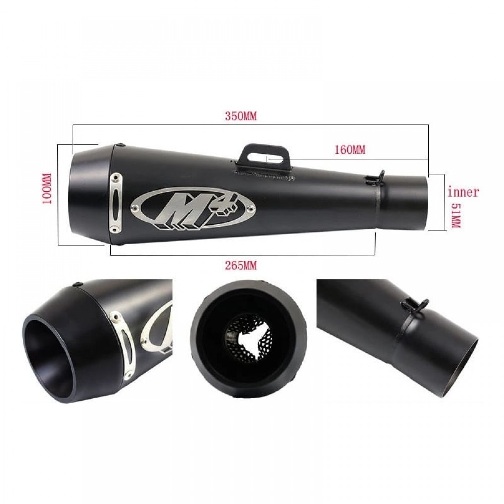 Motorcycle M4 Exhaust Matt Black without DB killer Size 320mm High Quality