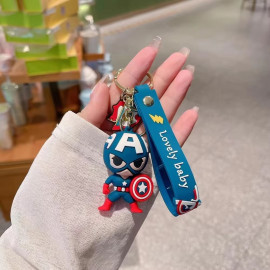 1-PC Marvel Avengers Keychain Superhero Captain America Spidrman Iron Man Silicone Pendant Keyring Kawaii Jewellery Accessories Gift