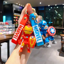 1-PC Marvel Avengers Keychain Superhero Captain America Spidrman Iron Man Silicone Pendant Keyring Kawaii Jewellery Accessories Gift
