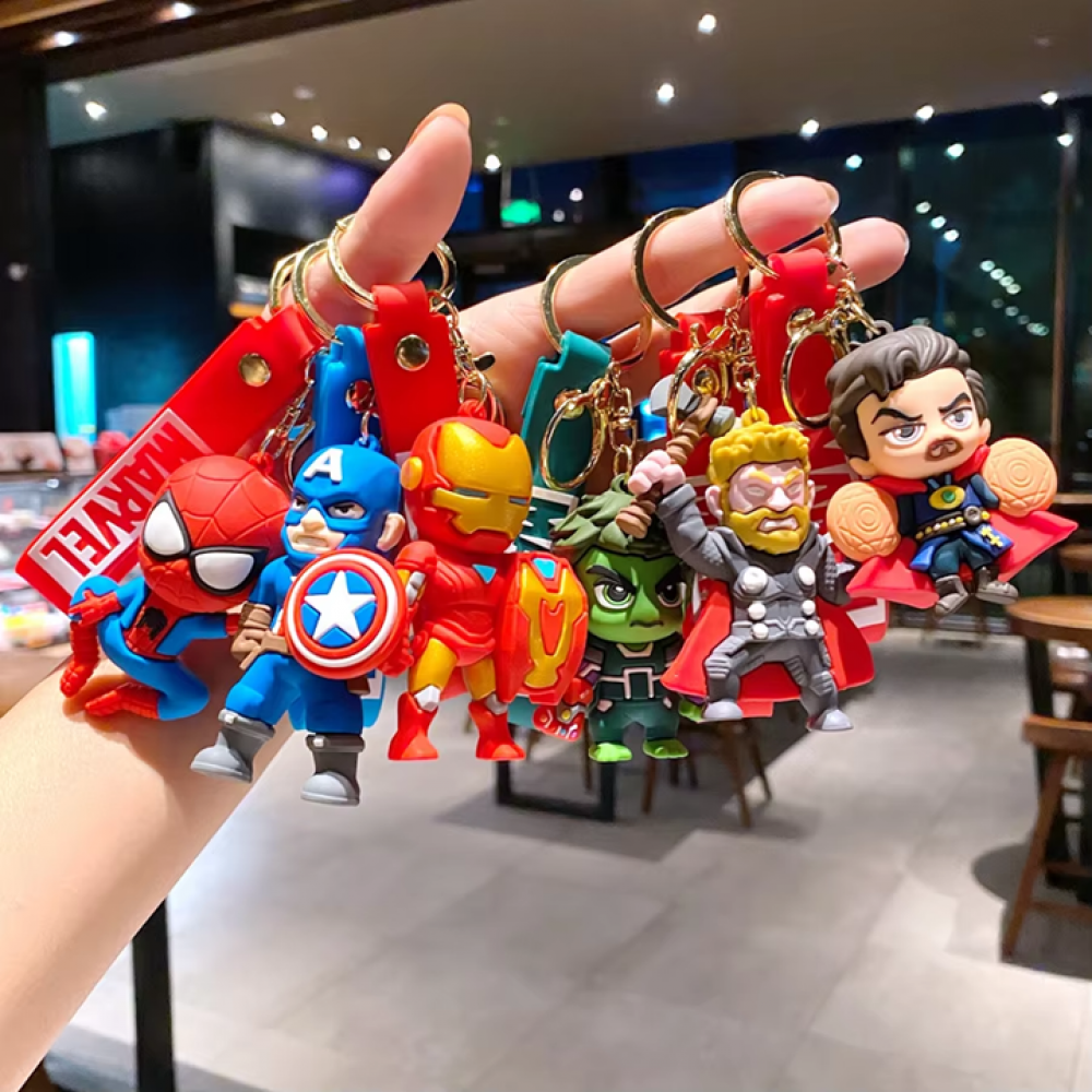 1-PC Marvel Avengers Keychain Superhero Captain America Spidrman Iron Man Silicone Pendant Keyring Kawaii Jewellery Accessories Gift