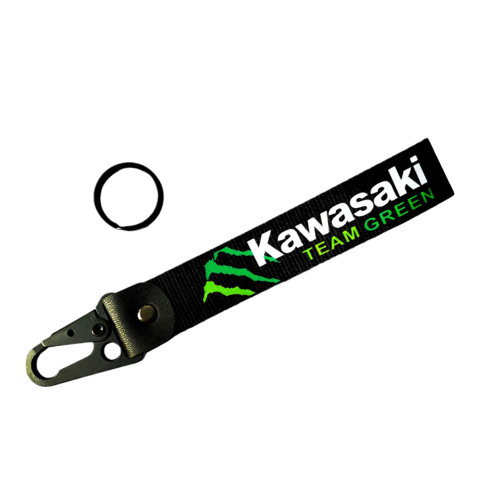 1-PC Motorcycle Collectable Strap Embroidery Keyring Keychain For Honda Yamaha Suzuki Red Ducati BMW Aprilia Kawasaki Benelli Harley Davidson Key Ring Chain Kawasaki Team Green