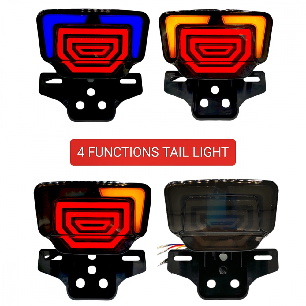 Motorcycles Bike CD 70 And CG 125 LED Fancy Tail Light Stop Turn Signal with Scanning Dynamic Animation Breathing DRL